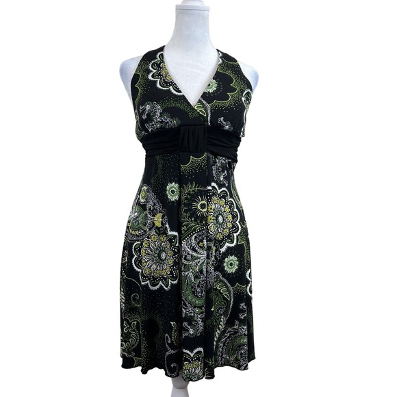 Speechless Dress Women Medium Green‎ V-Neck Halter Summer Paisley - Picture 1 of 16